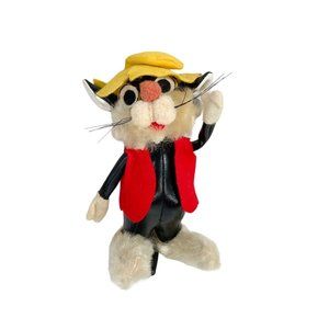 RARE Vintage Japanese 1960's A Lovable Woolkin Hillbilly Cat Stuffed Animal